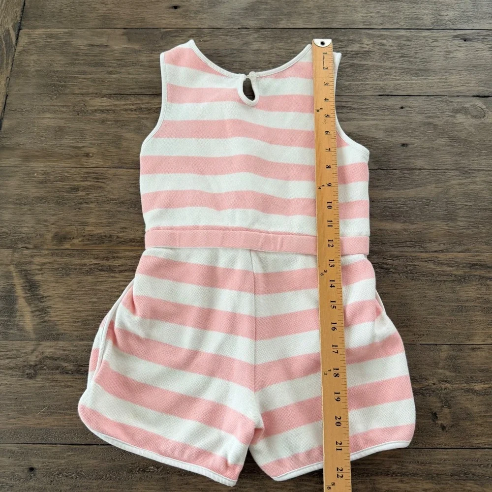 Bisby Kids Girls Pink White Striped Sleeveless Romper Size‎ 7 Cotton Drawstring